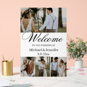 elegant script 4 photos stylish wedding welcome acrylic sign