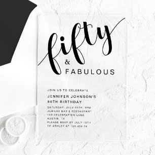 Elegant Script 50th Birthday Acrylic Invitations