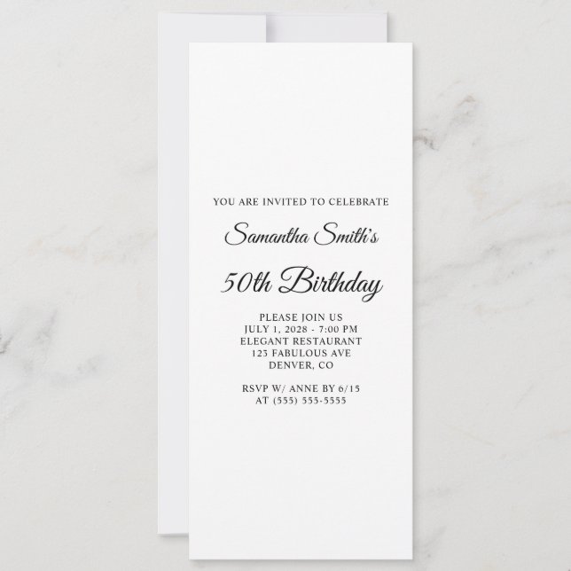 Elegant Script 50th Birthday Invitation (Front)