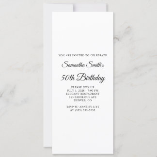 Elegant Script 50th Birthday Invitation