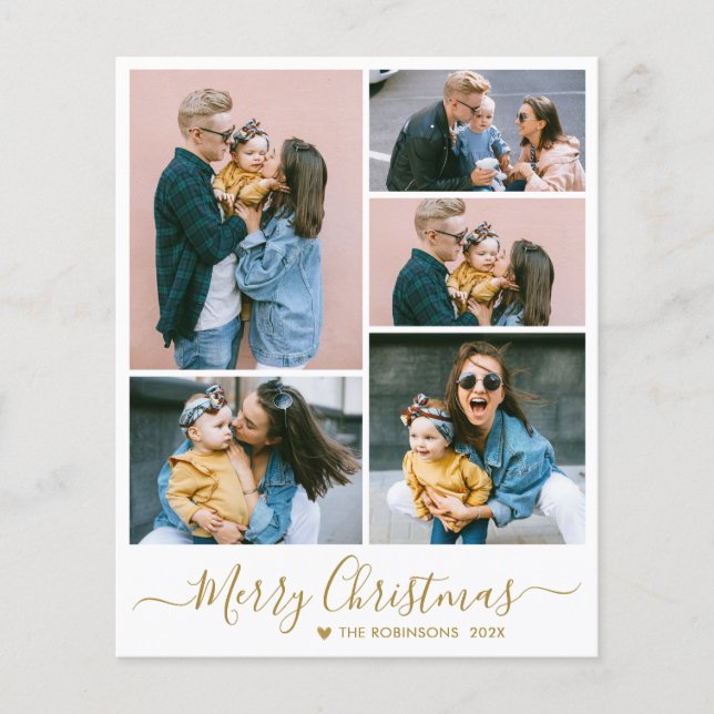 Elegant Script 5 Photo Collage Christmas (Front)