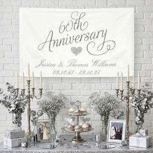 Elegant Script 60th Diamond Wedding Anniversary Banner