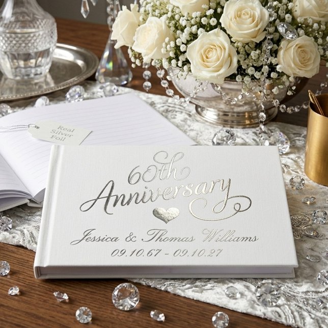 Elegant Script 60th Diamond Wedding Anniversary Guest Book (Creator Uploaded)