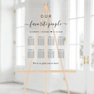 Elegant Script 8 Table Wedding Seating Chart