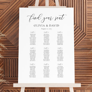 Elegant Script 9 table Seating Chart