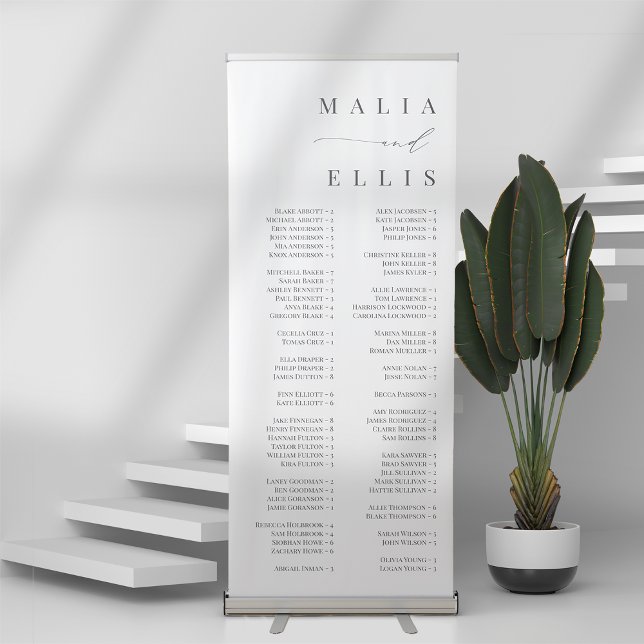 Elegant Script Accent Alphabetical Seating Chart Retractable Banner (Creator Uploaded)