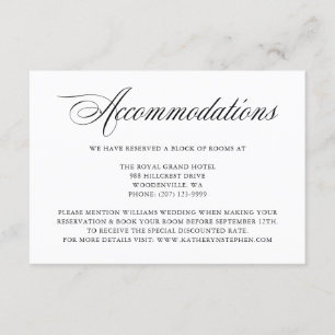 Elegant Script Accommodations Enclosure Card