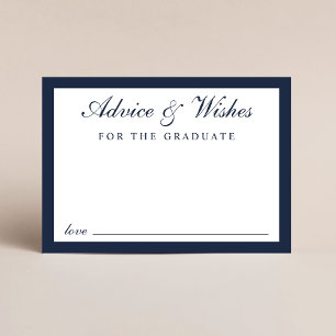 Elegant Script Advice Wishes Blue Gold Graduation Enclosure Card