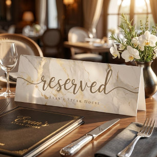 Elegant Script Agate Gold White Marble Reserved