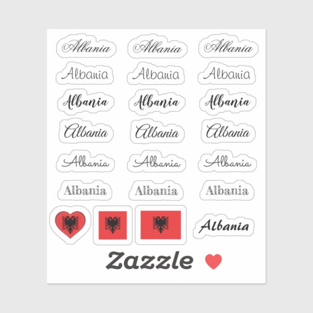 Elegant script Albania & Albanian Flag /name Set (Sheet)