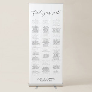 Elegant Script Alphabetical Seating Chart Retractable Banner