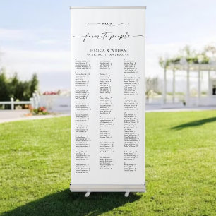 Elegant Script Alphabetical Wedding Seating Chart Retractable Banner