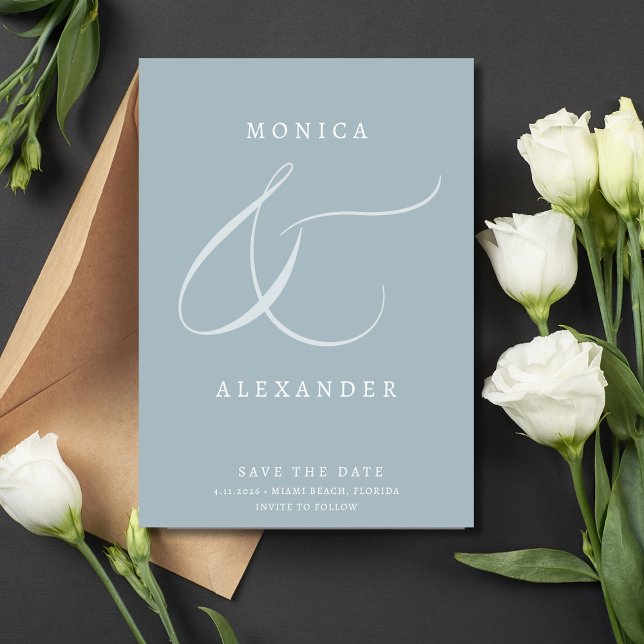 Elegant Script Ampersand Photo Wedding  Save The Date (Elegant Script Ampersand Photo Wedding Save The Date)