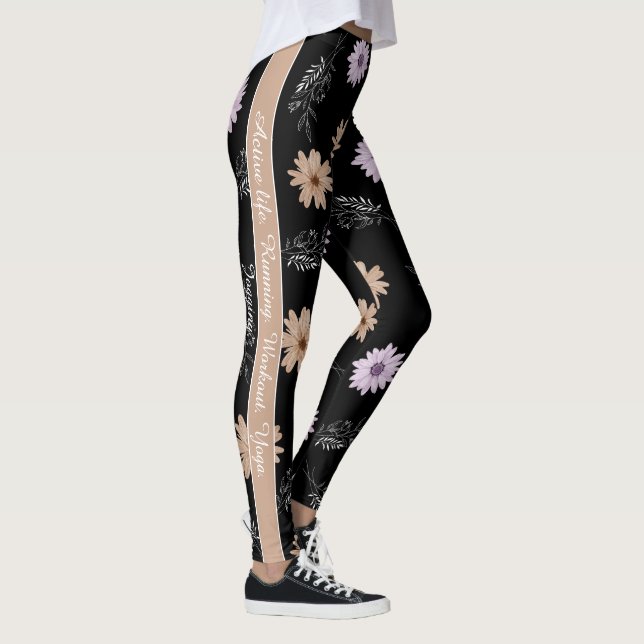 Elegant script and colour matching Black and brown Leggings (Right)