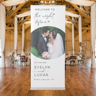 Elegant Script and Custom Photo Rehearsal Dinner Retractable Banner