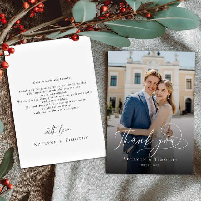 Elegant script and modern photo  thank you card (Creator Uploaded)