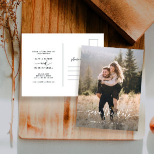 Elegant Script and Photo Save the Date Announcement Postcard