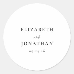 Elegant Script and Serif Wedding Classic Round Sticker