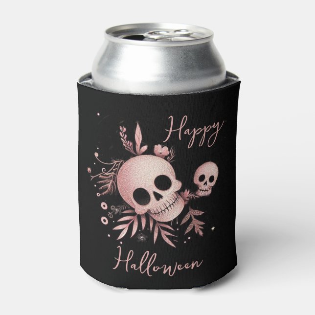 Elegant Script and Skulls Personalised  Can Cooler (Can Front)