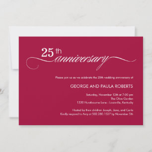 Elegant Script Anniversary Invitation (Raspberry)