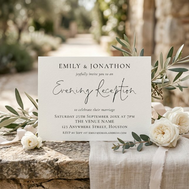 Elegant Script Any Colour Wedding Evening Receptio Invitation (Creator Uploaded)