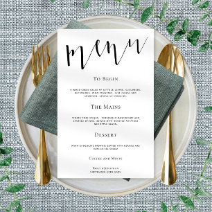 Elegant Script Any Colour Wedding Menu Poster