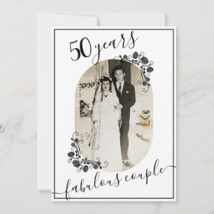 Elegant Script Any Year Anniversary Picture 50th Invitation