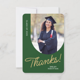 Elegant Script Arch Photo Graduate Thank You Card