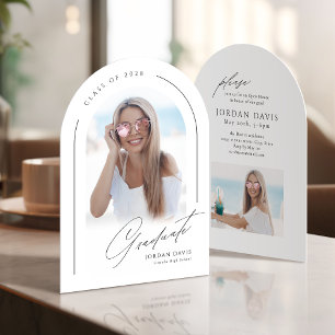Elegant Script Arch Photo Graduation Announcement