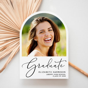 Elegant Script Arch Photo Graduation Announcement