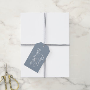 Elegant Script Artic Botanical Dusty Blue Holiday Gift Tags