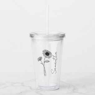 Elegant Script Aster September Birth Flower Name Acrylic Tumbler