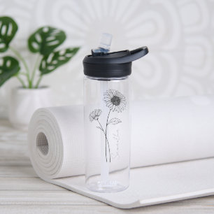 Elegant Script Aster September Birth Flower Name Water Bottle