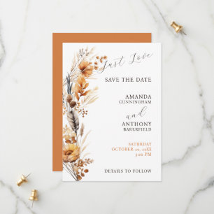 Elegant Script Autumn Fall Flowers Wedding  Save The Date