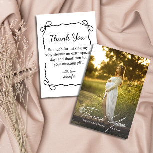 elegant script baby shower minimalist photo thank you card