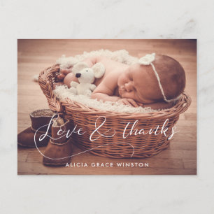 Elegant script Baby shower thank you Postcard