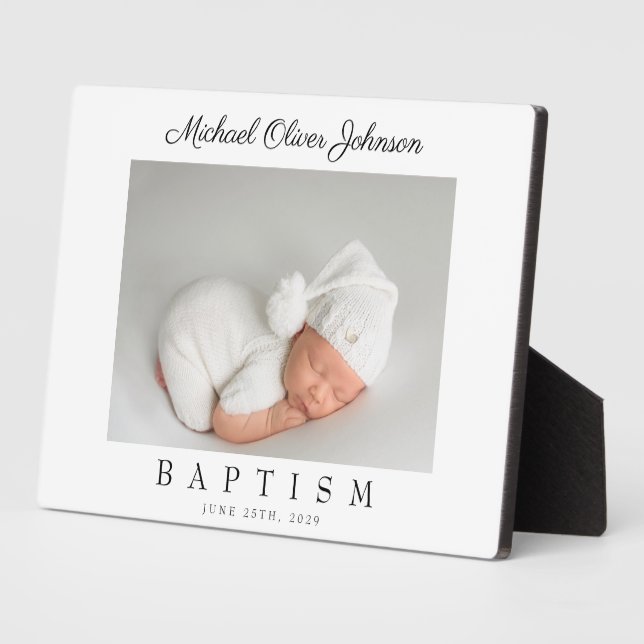 Elegant Script Baptism Photo Plaque (Side)
