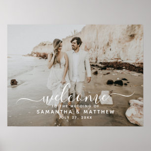 Elegant Script Beach Themed Wedding Welcome Sign