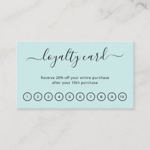 Elegant Script Beauty Salon Teal Turquoise Loyalty Card