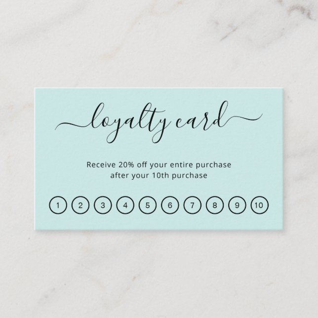 Elegant Script Beauty Salon Teal Turquoise Loyalty Card (Front)