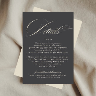 Elegant Script Beige Charcoal Formal The Wedding Enclosure Card