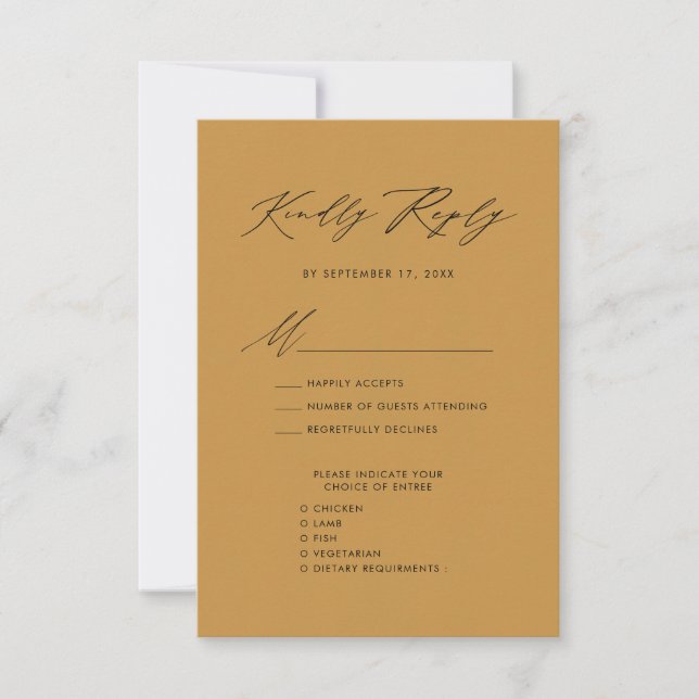 Elegant Script Beige Minimalist Chic Wedding RSVP (Front)