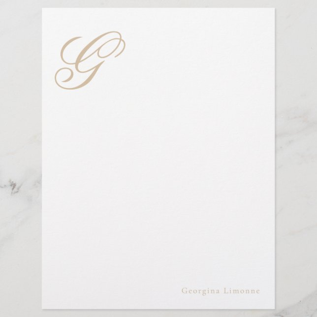 Elegant Script Beige Monogram Letterhead (Front)