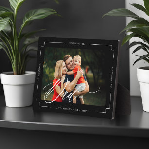 Elegant Script Best Dad Ever Custom Photo Keepsake Plaque