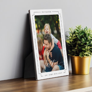 Elegant Script Best Father Ever Photo Keepsake Plaque