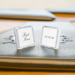 Elegant Script Best Man Wedding Silver Finish Cufflinks<br><div class="desc">Custom wedding party design.</div>