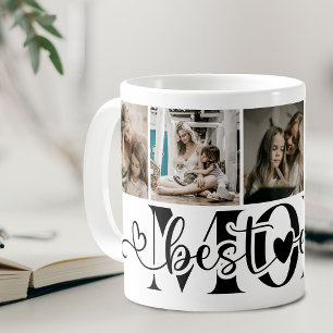 Elegant Script Best Mum Ever 5 Photo Collage Coffee Mug