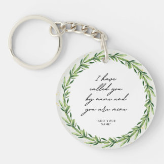 Elegant Script Bible Verse Botanical Wildflower Key Ring