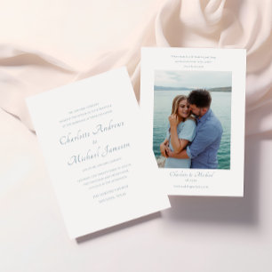 Elegant Script Bible Verse Photo Wedding Invitation