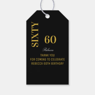 Elegant Script Birthday Black & Gold Thank You Gift Tags